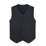 TOPTIE Waiter Uniform Unisex Button Vest for Supermarket Clerk & Volunteer-Black-US Size L