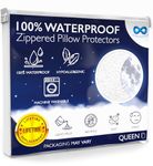 Everlasting Comfort Waterproof Pillow Protectors Queen Size, 2-Pack - Zippered Design to Prevent Bedbugs, Dust Mites and Allergens - Hypoallergenic Pillow Case Cover - Set of 2, White