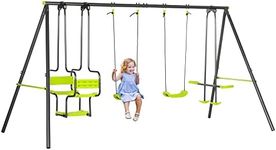 Outsunny Garden Swing Set, Kids Swing with Double Swings, Glider, Swing Seats, for Outdoor, Playground, for Ages 3-8 Years - Green