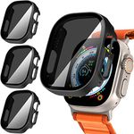 Suoman 3-Pack for Apple Watch Ultra 2 /Apple Watch Ultra 49mm Privacy Screen Protector Case, [Anti-Peeping] Ultra-Thin Tempered Glass Case Cover for iWatch Series 9/8 Ultra 49mm