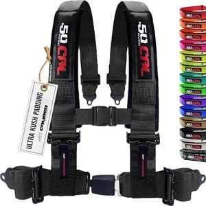 1pc 4 Point Harness for Bucket Seat Push Release 10 Color Options Racing Harness, Race Car, Off Road, UTV, RZR (Black, 3 inch)