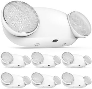 Sunco 6 Pack Emergency Light Outdoor LED, Backup Battery, Two Adjustable Bug Eye Head Lights, 94V-0 Fire Resistant, 6500K, 200 Lumens 120-277V, 2W, Wall Mount, White UL