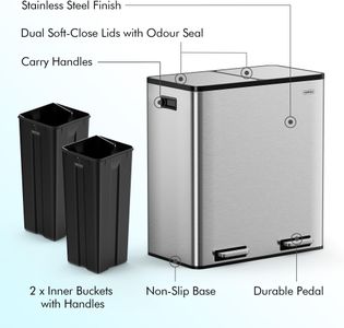 VonHaus 60L Double Recycling Bin – Dual Compartment Waste Separator
