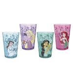 Zak Designs 14.5oz Disney Princess Nesting Tumbler Set Includes Durable Plastic Cups, Fun Drinkware is Perfect for Kids, 4pk (Belle & Jasmine & Ariel), PYRP-0731