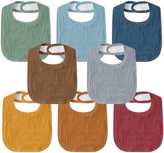 GLLQUEN BABY Muslin Drool Bibs for Boys Girls 8 Pack, Adjustable Baby Bibs for Drooling and Teething, Soft Cotton Baby Bandana Bib for Newborn Feeding Essentials (Cozy Rainbow)