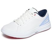 Skechers Go Golf Women's Drive 6 Arch Leather Relaxed Fit Waterproof Golf Shoe Sneaker, White/Blue, 7.5