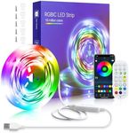 ALITOVE 5M RGB IC LED Strip Light 16 Million Colors Changing Music Sync DC 5V USB LED Light for TV Backlight with Music Sync Bluetooth APP Control LED Lights Strip for Bedroom Party Christmas Decor