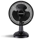 Schallen 6" Small Electric Modern Portable Air Cooling Fan with Tilt Feature for PC, Worktop, Desk, Office, Home & Travel Use (Black)