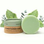 Zero Waste MVMT Conditioner Bar, Peppermint + Eucalyptus | Eco-friendly Conditioner with Travel Container | Natural Salon Quality Conditioner, Zero Waste & Plastic Free