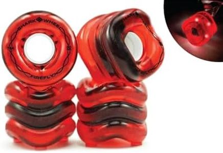 Shark Wheel 60mm, 78a Firefly Skateboard Wheels - Transparent Red with Red Lights
