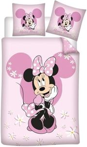 Juego de cama Disney Minnie Pink 1 persona, funda nórdica de 140 x 200 cm + funda de almohada de 65 x 65 cm, polialgodón