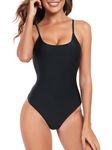 RELLECIGA Women's Black Scoop Neck Bathing Suits High Cut One Piece Swimsuit Size X-Large