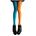 PRETYZOOM Pantyhose Stockings Tights For Women Girls Kids Women Stocking Tights Two Toned Jester Tights for Christmas Party Carnival Fiesta Party Double Color AB Splice Left Right Stockings