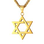 U7 Men's Jewish Jewelry Magen Star of David Pendant Necklace Chain 18K Gold Plated Israel Necklace