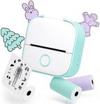 Memoqueen Mini Sticker Printer T02 Pocket Bluetooth Thermal Printer with 3 Rolls Paper for Journal, Memo, DIY Scrapbook, Travel, Children Gifts, Compatible with iOS & Android, Green
