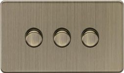Knightsbridge 3G 2-way 10-200W (5-150W LED) Intelligent dimmer - Antique Brass