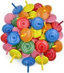 Zaleny 100 Pcs Wooden Spinning Tops for Kids Wood Spin Tops Colorful Classic Gyroscopes Educational Kindergarten Toys Party Favors