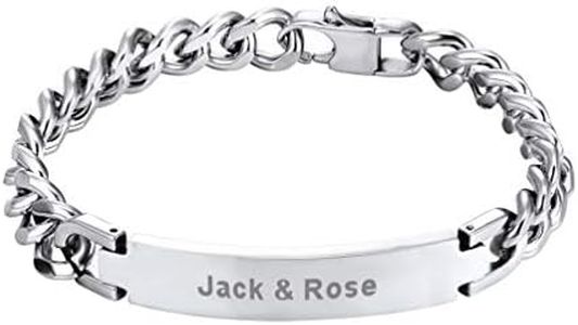 PROSTEEL Mens Bracelet, Personalised ID Bangle Engrave, 316L Stainless Steel Silver 23 CM (Send Gift Box)