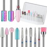 13pcs Nail Drill Bits, 3/32 Inch Drill Bits for Nails, 10Pcs Russian Cuticle Nail Drill Bit Set and 3Pcs Tungsten Carbide Electric Drill Bit Set for Nails Manicure Efile Pedicure, Home Salon Use