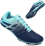 THESTRON Men Women Kids Track and Field Shoes Professional 8 Spikes Running Racing Sneakers Breathable Lightweight Sprinting Shoes (3,Dark Blue)