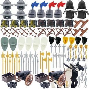 Knights People Accessories Building Block - Medieval Weapon Armor Swords Helmet Horse, Castle Knight Shield Spear, MOC Bricks Parts Toys Sets for Boys