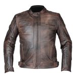 RKsports 06 Mens Casual Fashion Leather Motorcycle Antique Brown Jacket with Armour (XL)