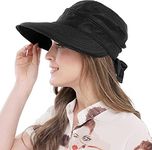 AARAM Wide Brim UV Protection Convertible Visor Cap - Ideal Sun Hat for Women, Beach wear, Resort wear Rain Hat & Summer Hat for Women’s Sun Protection Ideal Accessory for Stylist Photos (Black)