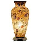 Britalia Autumn Gold Crackle Mosaic Glass Vintage Vase Table Lamp 38cm | Chrome Base | 1 x ES E27 Bulb Required (Not Included) | Study - Bedroom - Lounge | Desk Light