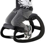 MallVitally Adjustable Kneeling Chair, Wooden Ergonomic Rocking Chair - Improve Your Posture with an Angled Seat for Home,Office(Black)