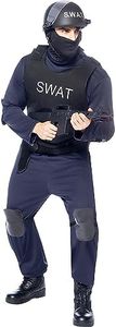 Funidelia | Costume da SWAT per uomo Poliziotto, Agente di polizia, FBI, Professioni - Costume per Adulto e accessori per Feste, Carnevale e Halloween - Taglia M - Blu scuro