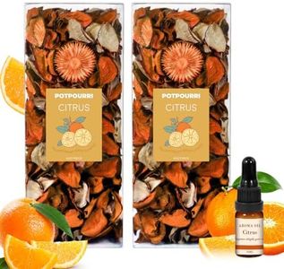 SCENTORINI Potpourri Bags, Citrus Scent, Potpourri Vase Filler with Essentia Oil, 10.44 oz, 2 Pack Home Fragrance Sachet Dried Flower, Bowl Fillers for Coastal Bathroom Hotel Beach Vase Decor