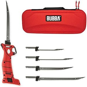 BUBBA Li-Ion Cordless Electric Fillet Knife with Non-Slip Grip Handle, 4 Ti-Nitride S.S. Coated Non-Stick Reciprocating Blades, Charger and Case for Fishing