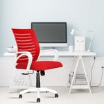 ROSE® Mesh Mid-Back Ergonomic Office Chair | Study Chair | Revolving Chair | Computer Chair | Work from Home (Elite) (White & Red)