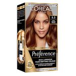 L'Oreal Paris Preference Hair Dye, Luminous Permanent Rich Hair Colour, Long Lasting Brilliance, Achieve Radiant, Salon-Inspired Results, Shade: 5.3, Virginia