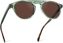 WearMe Pro Urban Men's Square Sunglasses: Double Bridge Design, Modern Round Frames and Polarized Lenses, Emerald Green Frame / Brown Lens, One Size