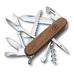 Victorinox Huntsman Swiss Army Pocket Knife, Medium, Multi Tool, 13 Functions, Blade, Bottle Opener, Wood, 91mm