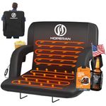 Double Heated Stadium Seats for Bleachers with Back Support and 25" Wide Cushion, Extra Portable Bleacher Seat Foldable Stadium Chair, USB 3 Levels of Heat, 5 Pockets, for Outdoor Camping Games Sports