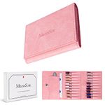 MelodySusie Nail Drill Bits Organizer, 20 Holes Holder Container Manicure Tools Efile Accessories for Nail Salon, Dustproof Waterproof Folding Storage Bag for Travel or Home, Pink (Only Case)