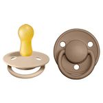 BIBS De Lux Baby Pacifier 2-Pack | Made in Denmark | BPA Free Dummy Soother, Round Nipple. Natural Rubber Latex, Size 2 (6-18 Months), Vanilla/Dark Oak