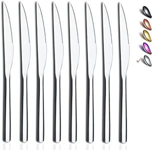 HOMQUEN Steak Knives, 8 Piece Premium Stainless Steel Steak Knife Set, Meat Knife Sets, German Steak Knives Serrated, Tomato Knife, For Home, Kitchen or Restaurant, Dishwasher Safe (Silver-9.2 Inch)