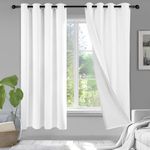 Deconovo Full Blackout Curtains Thermal Curtains & Drapes Energy Saving Eyelet Bedroom Curtains for Kids 46 x 72 Inch White 2 Panels