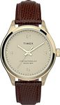 TIMEX Women Leather 3 Hands Analog Cream Dial Coloured Quartz Watch, Round Dial with 34 Mm Case Width - Tw2U97800Uj, Band Color-Brown