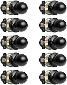 Ilyapa Passage Door Knobs, Black Closet Door Knob- Ball Style Closet Door Handle Matte Black Farmhouse Black Door Knobs Interior Keyless Non Locking Door Knobs Interior, Round Knobs, 10 Pack