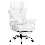 GTPLAYER Gaming Chair, Executive Office Desk Chair with Footrest Ergonomic Heavy Duty High Back Lumbar Support Home Recliner Swivel Computer Chairs, White