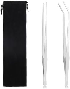 Segarty Longer Tweezers Aquascaping Tools with 1 Bag, 2 in 1 Stainless Steel Silver Aquarium Tools Kit for Fish Tank Aquatic Plant, Feeding Tweezer Curved Tweezer Anti Rust Aquascape Set