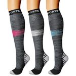 CHARMKING Compression Socks for Women & Men Circulation (3 Pairs) 15-20 mmHg is Best Athletic for Running, Flight Travel, Support, Cycling, Pregnant - Boost Performance, Durability (S/M, Multi 24)