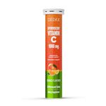 ORZAX Vitamin C 1000mg, Immune Support Ascorbic Asid, Antioxidant Booster, Sugar-Free, Non-GMO, VIT C Helps Skin and Joint Healths, Delicious Orange Flavored, 20 Vegetable Effervescent Tablets