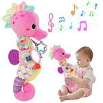 Baby Toys 0-6 Months Infant Stuffed Animals Soft Plush Toys with Mirror Rattle Crinkle Teething Newborn Baby Toys for 0 3 6 9 12 Months Old Girls Boys