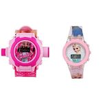 SHASHIKIRAN 24 Images Projector Theme of Barbie Digital Watch/Glowing Pink Frozen Digital Watch (Combo of 2) for Girls