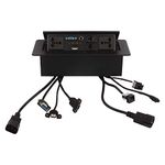 BOXNUBE Hydraulic Pop Up Box Cable Cubby with HDMI, Audio, LAN, USB & Power Ports (Black)